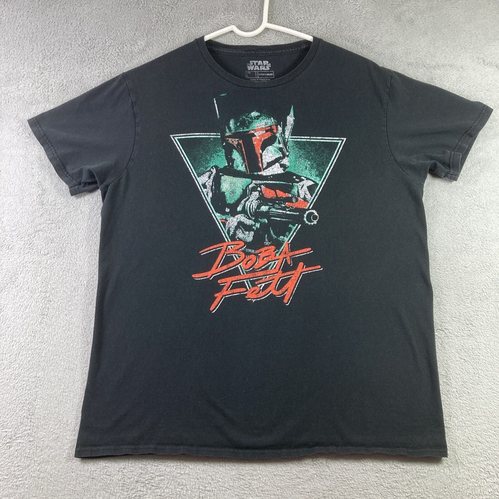 Star Wars Boba Fett Shirt Adult Large Black Graphic Tee Bounty Hunter Fifthsun
